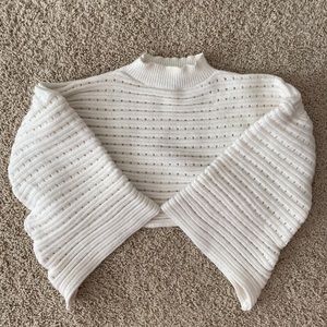 Cropped Bell Bottom Sleeve Sweater